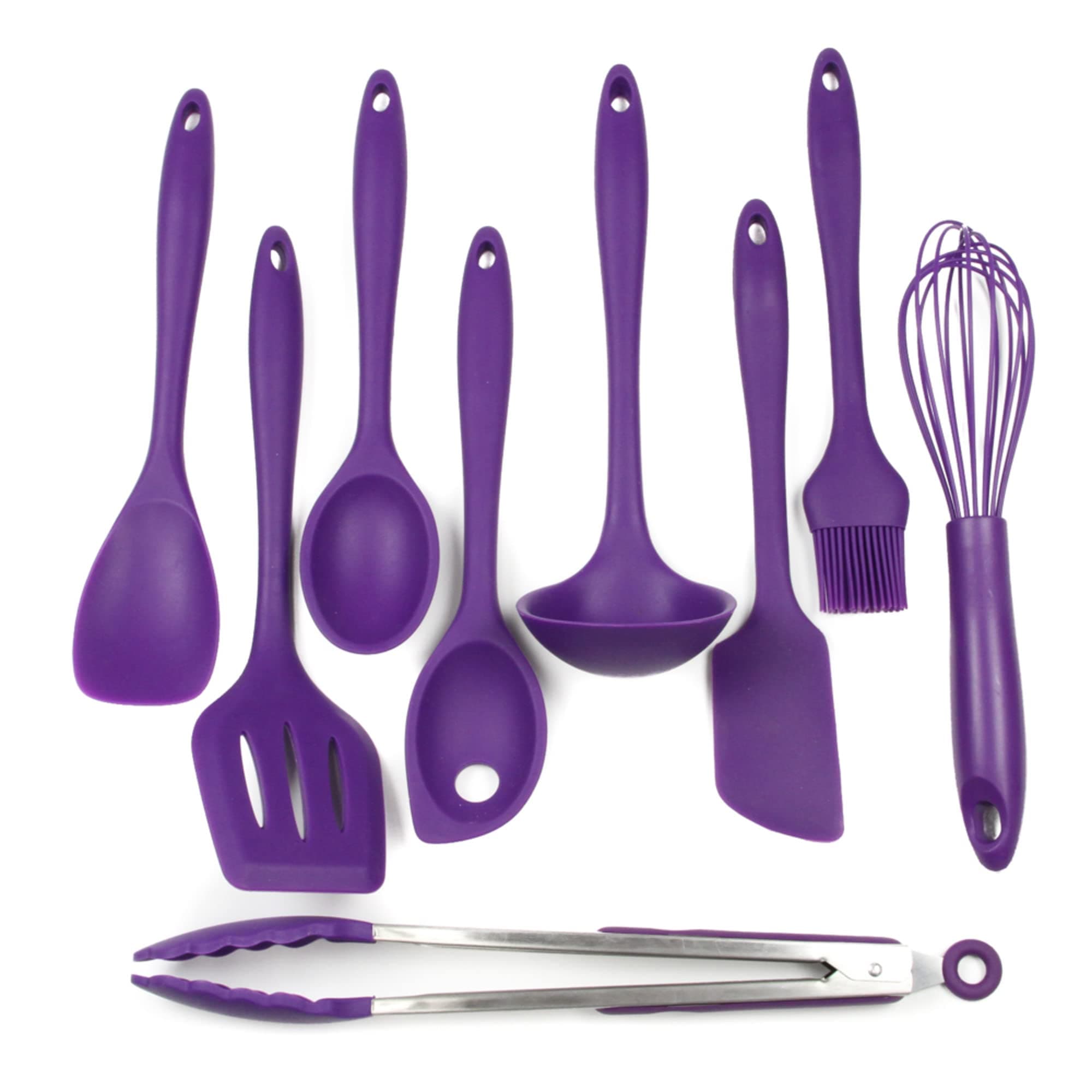 Chef Craft 9 Piece Silicone Kitchen Tool and Utensil Set, Purple