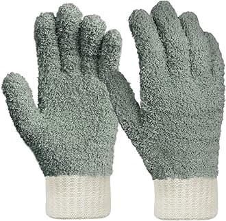 MIG4U Microfiber Gloves - Dusting Gloves for House Cleaning - Washable Blind Cleaner Duster Tool (Gray,S/M)
