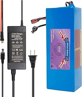 48V 10Ah Lithium Battery Pack with 30A BMS | 200-1200W Ebike/Motorcycle/Scooter | Includes 2A Charger & T-Plug (48V 10Ah with Charger)