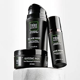 Hanley Men's Blemish Treatment System (Level 1), TiegeClear Essentials Routine for Smooth & Hydrated Skin - Includes Sal Acid Wash, Glycolic Acid Pads, and Serum - All Skin Types