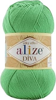 Alize Diva Silk Effect 100% Microfiber Acrylic Yarn 1 Ball skeins 100gr 383yds (778 - Spring Green)