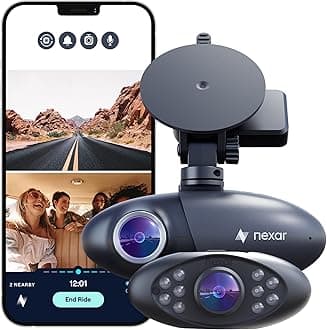 Nexar Pro GPS Dash Cam System – Dual Dashcam Front and Interior Dash Camera for Cars with 64GB SD Card Unlimited Cloud Storage 24/7 Parking Mode Night Vision and 1-Year Nexar Classic App Subscription