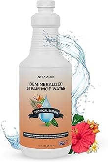 Steam & Go - Demineralized Water for Steam Cleaners, PVC Free Floor Cleaner, Liquid, Compatible with Any Mop Steamer, Ready to Use Multisurface Cleaner, Scented Mop Solution, Tropical Flower, 900ml
