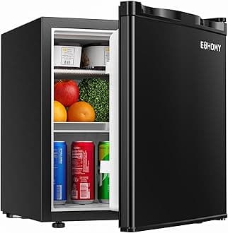 EUHOMY 1.7 Cu.Ft Mini Fridge, Reversible Single Door Compact Refrigerator, Adjustable Thermostat, Energy Saving, Mini Fridge for Bedroom, Office, Dorm, Black