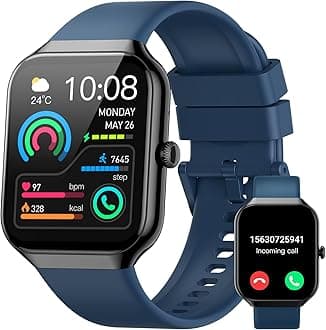 Smart Watch for Men Women (Answer/Make Call), 1.96" HD Smartwatch with Heart Rate/Sleep Monitor/Pedometer/Calories, 113+ Sports Fitness Watch, IP68 Waterproof Activity Tracker for Android iOS-Blue