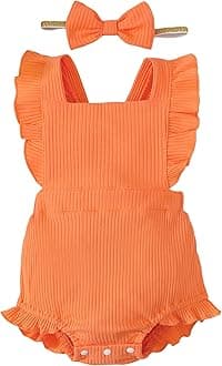 Baby Girl Ruffled Jumpsuit and Headband Set