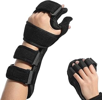 Stroke Resting Hand Splint Night Immobilizer Wrist Finger Brace for Flexion Contractures Functional Finger Stabilizer Wrap Finger Separator for Muscle Atrophy Rehab Arthritis Pain, Large, Left