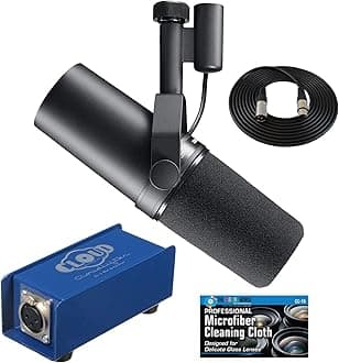 The Imaging WorldShure SM7B Vocal Microphone with Cloud Microphones Cloudlifter CL-1 Mic Activator and Extra 10' XLR Cable Bundle