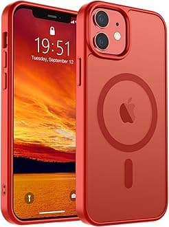 Magnetic for iPhone 12 Case/iPhone 12 Pro Case (Compatible with MagSafe)(Military Grade Drop Protection) Slim Translucent Matte Shockproof with Anti-Fingerprint Phone Case,Red