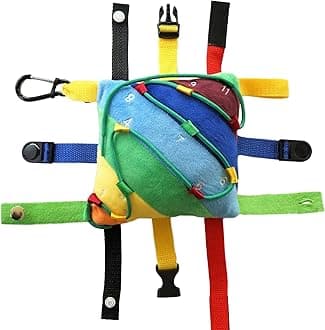 SENSORY4U Buckle Pillow Sensory Fine Motor Development Toy Activity Plushie - OT Therapy Tool Threading Counting Latches Zipper Skills