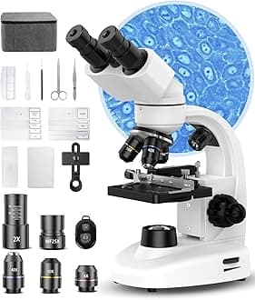 Compound Binocular Microscope for Kids & Students, 40X-2000X Magnification, Microscope Kit with Slides & Specimens, Lab Equipment for School Biology Class & Home Science ExperimentsCarbonfree Certified