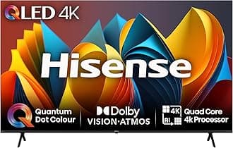 Hisense 85 Inch 4K QLED Smart TV 85E7NQTUK - Quantum Dot Colour, 4K AI Processor, Dolby Vision Atmos, Smooth Motion, Sports Mode, Vidaa OS with Freely, Youtube, Netflix and Disney+ (2024 Model)
