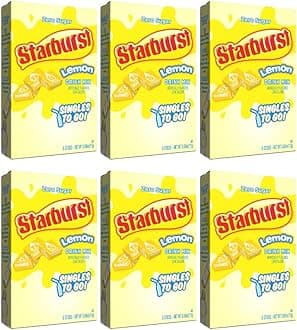 Starburst Singles To Go Powdered Drink Mix, Lemon, 6 Boxes with 6 Packets Each - 36 Total Servings, Sugar-Free Drink Powder, Just Add Water, 6 count (Pack of 6)