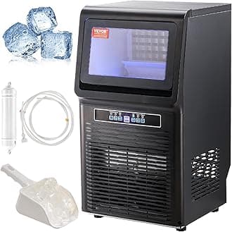 VEVOR Commercial Ice Maker Machine, 70lbs/24H Ice Maker Machine, 36 Ice Cubes in 12-15 Minutes, Freestanding Under Counter Ice Machine with 12lbs Storage Capacity for Home Bar Office Restaurant