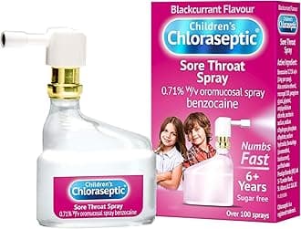 Children's Chloraseptic Anaesthetic Sore Throat Spray, Blackcurrant Flavour, Fast Acting Relief for Sore Throat Pain, 15 ml