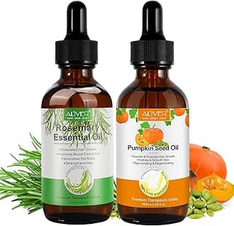 Pumpkin Seed Oil for Hair Growth, Moisturizing Dry Damaged Hair, Scalp, Face, Nails, Body, Skin Care Products,Pack with Rosemary Oil