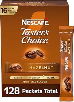 Nescafe Instant Coffee Beverage, Hazelnut, 0.1 Ounce,16 Count,(Pack of 8)