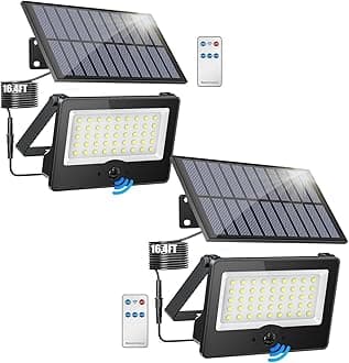 2Pack Solar Outdoor LED Wall Lights,20W Motion Sensor Security Lights with 3 Lighting Modes Cordless LED Flood Light Solar Wall Lights Waterproof Solar Powered Lights for Wall Garden Garage