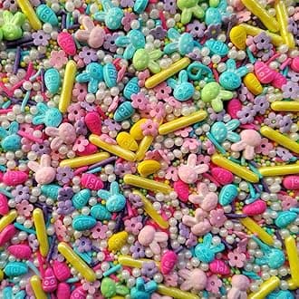 Eastron Easter Sprinkles Cupcake Cake Topper Edible Bunny Candy Colorful Rabbit Eggs Sprinkle for Baking Decoration 3.53 Ounce