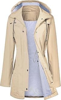LOMON Raincoat Women Waterproof Long Hooded Trench Coats Lined Windbreaker Travel Jacket S-XXL