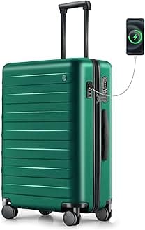 NINETYGOCarry on Luggage 22 X 14 X 9 Airline Approved, 20 Inch Luggage for 3-5 Days Travel, Double Spinner Wheels, 100% Hardshell PC, TSA Lock, 05-Emerald Green (USB Port), Carry-On 20-Inch, Carry on