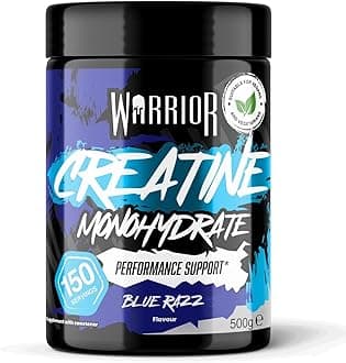 Warrior Creatine Monohydrate Powder 500g (150 Servings) – Pure Micronised Creatine Powder Supplement for Men & Women, Pre & Post Workout Strength, Muscle Growth & Recovery, Vegan – Blue Razz