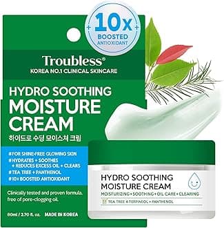 Troubless Hydro Soothing Moisture Cream - Deep Hydration & Skin Barrier Cream for Face w/ 10,000 ppm Panthenol & Tea Tree 4-Terpineol - Soothing & Non-Greasy Face Moisturizer (2.36 fl oz)