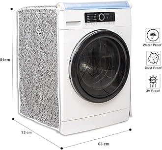 Classic® Front Load Washing Machine Cover Suitable for LG 8.5 Kg, 9 Kg, 9.5 Kg, 10 Kg, 10.5 Kg, 11 Kg, 11.5 Kg, 12 Kg (72cmsX63cmsX81cms, Black & Grey)