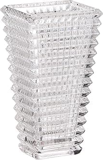 MCMCNCUIU Crystal Vase, Large Crystal Vases for Flowers, Clear Large Flower Vase, Modern Glass Vases for Living Room, Bedroom, Kitchen, Dining Table, Mantle, Wedding, 9 Inches