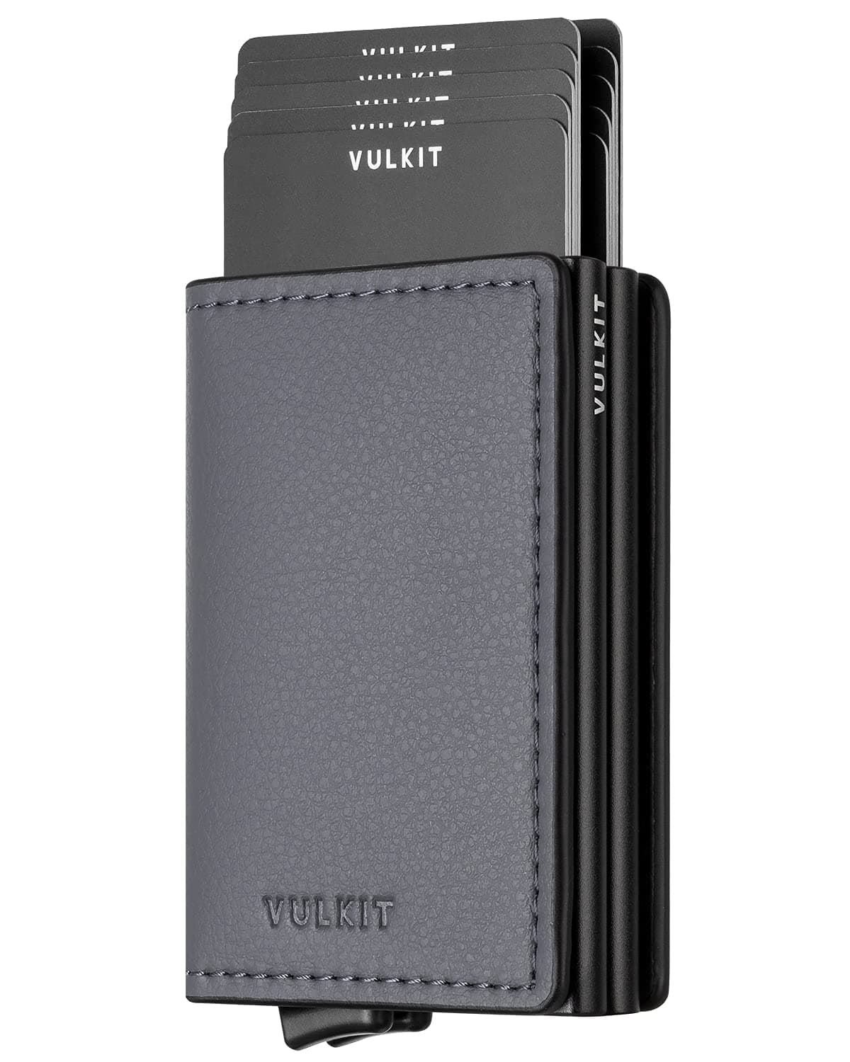 VULKIT Credit Card Holder RFID Blocking Leather Automatic Pop Up Wallet Aluminum Slim Pocket Bifold Business Card Case