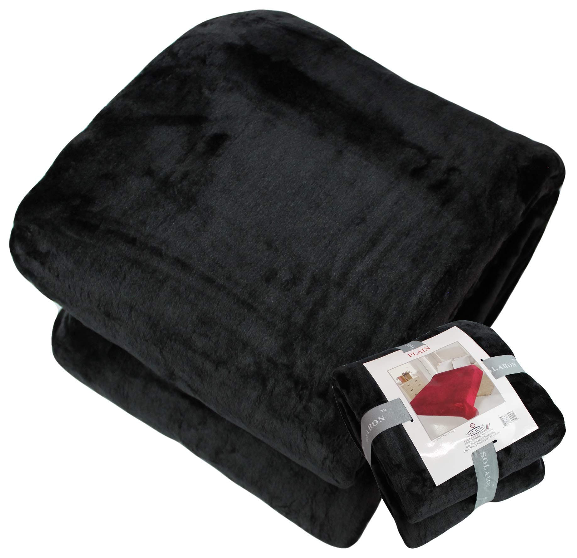 Queen Blanket Soft Extra Large for Fall Winter Spring All Season Cozy Warm 430GSM Medium Weight Thermal Thick Flannel Fleece for Couch Bed Sofa 88 x 95 inches (Black, 1)