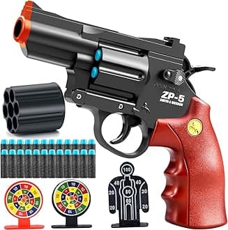 Toy Gun Soft Bullet Pistol Foam Blaster, Shooting Game Education Realistic Revolver Model Fake Guns, a Surprise Gift for Teens Birthday Christmas (Black)