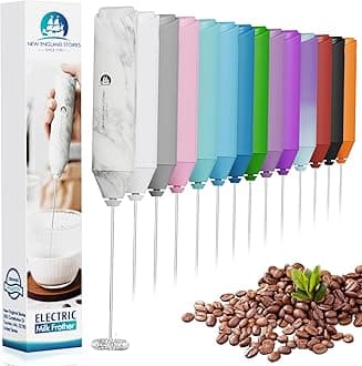 Powerful Milk Frother Handheld Foam Maker, Mini Whisk Drink Mixer for Coffee, Cappuccino, Latte, Matcha, Hot Chocolate, No Stand, Marble