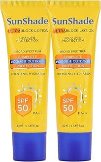 LeefordSunshade Sunscreen Body Lotion 50ml (Pack of 2) SPF 50 PA+++ for All Skin Types with Broad Spectrum UVA & UVB Protection | No White Cast, Body Sunscreen Lotion | Non Sticky Formula