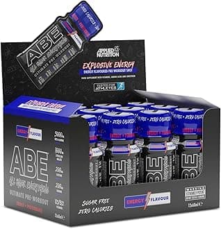 ABE Pre Workout Shot - All Black Everything Pre Workout Energy Shots, Physical Performance with Citrulline, Beta Alanine, Caffeine (Box 12 Units x 60ml) (Energy Flavour)