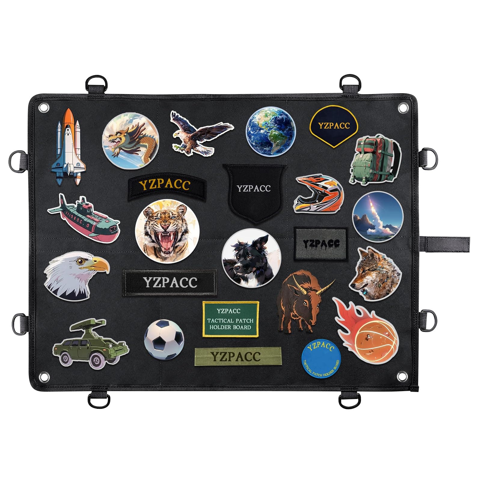 Yzpacc Foldable Tactical Morale Patch Display Board, Hook&Loop Surface D-Ring...
