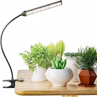 GooingTop Grow Light for Indoor Plants Growing,5000K White Full Spectrum Gooseneck Plant Lamp with Red Blue LED Clip Desk for Pot Plant Seed Starting,Dimmable with Auto Timer