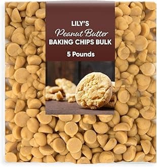 Lilys Peanut Butter Baking Chips Bulk 5 Pounds - Gluten Free, Low Carb Baked Chips - Creamy & Smooth, No Sugar Added, Made with Stevia - Perfect for Baking Cookies & Desserts