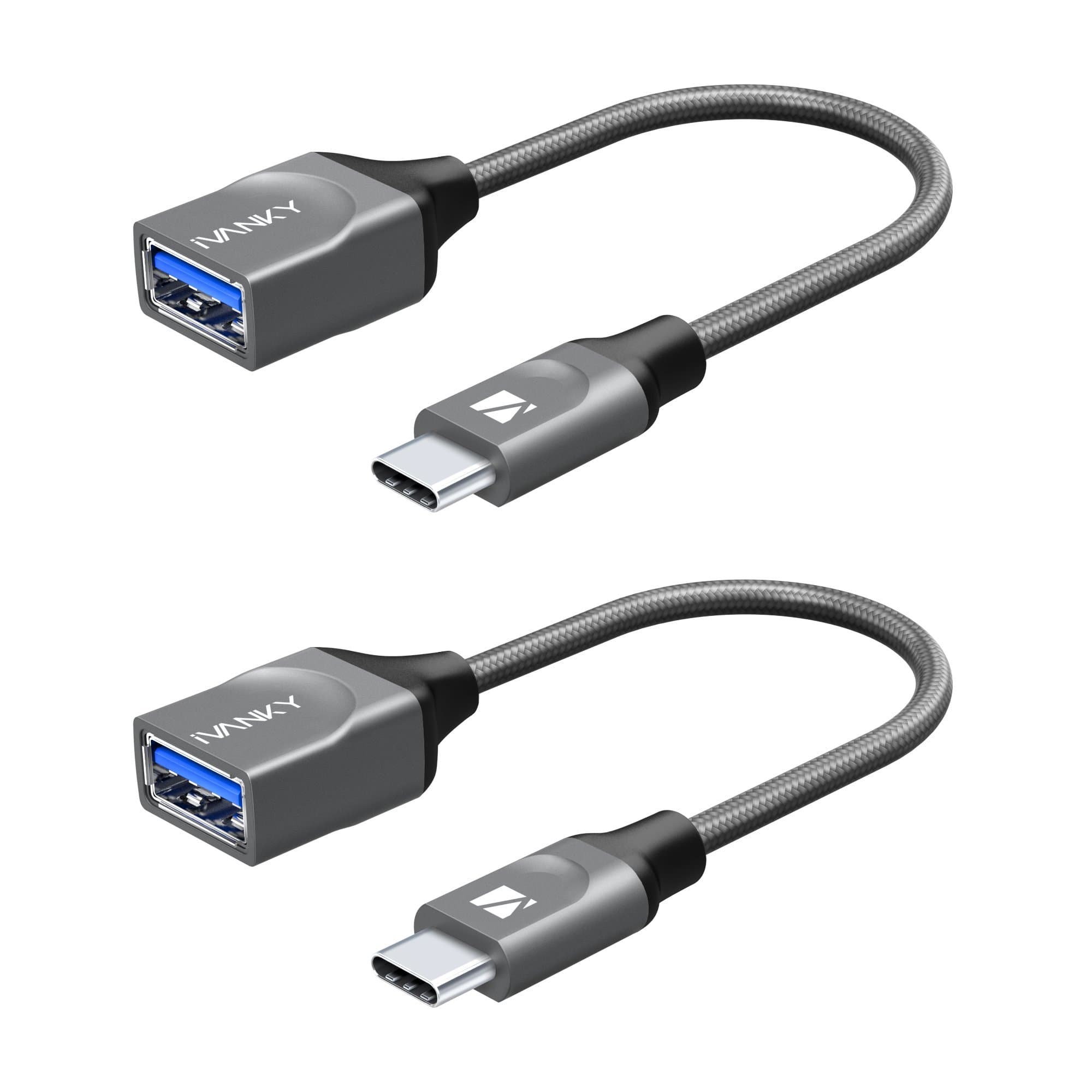 ivanky USB C to USB 3.0 Adapter, (2 Pack) Type C 3.0 OTG Cable, 5 Gbps Thunderbolt 3 to USB Adapter Compatible with MacBook Pro 2019/2018, Pixel 2 3, Dell XPS, Samsung Galaxy S9/S8/Note8 and More