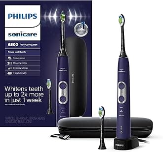 Philips SONICARE ProtectiveClean 6500 Rechargeable Electric Toothbrush with Charging Travel Case and Extra Brush Head, Deep Purple HX6462/09