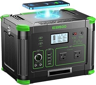 Portable Power Station 500W, 519Wh/140400mAh Solar Generator Backup Lithium Battery Pack Power Supply with 2 AC Outlets, PD 60W USB-C Power bank for Outdoor RV Camping Home Outage Emergency
