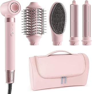 MESCOMB 5 in 1 High-Speed Hot Air Styler - Professional Frizz-Free Blow Dryer Brush, Fast Drying, No Heat Damage - Curl, Volumize, Straighten with Travel Bag