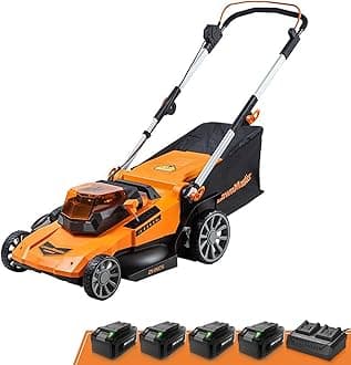 LawnMaster CLMF4821A Cordless Lawn Mower Brushless 48V MAX 21Inch 3-in-1 Function with 4X24V MAX 4.0Ah Battery and a Dual Charger