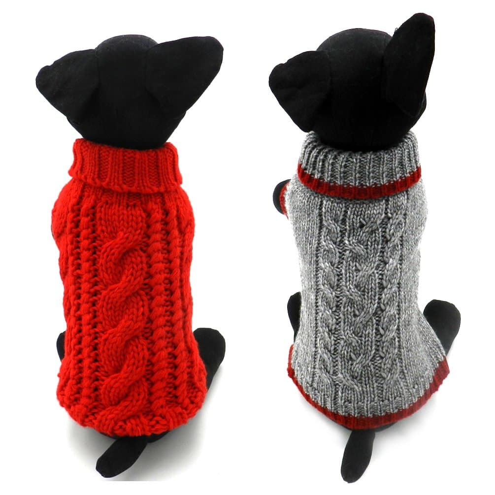 Dog Sweater, 2 Pack Wool Turtleneck Classic Handwork Knit Dog Sweater for Small Medium Dogs or Cat, Ultra Soft and Warm Puppy Sweater for Winter for Your Lovely Dog&cat（S）