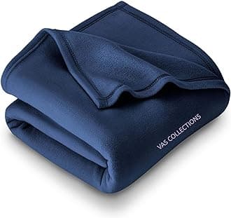 VAS COLLECTIONS 300 TC All Season Solid/Plain Lightweight Polar Fleece Double Bed Blanket (230 x 230 cm, Blue)