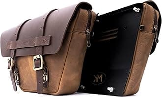 Genuine Leather Wingman Side Panel Bag | Battery Cover Bag | Tool Bag | Compatible with RE Interceptor 650, Continental GT 650 & Bear 650 with Back Metal Plates & Raincover - Tobacco Brown, Pair