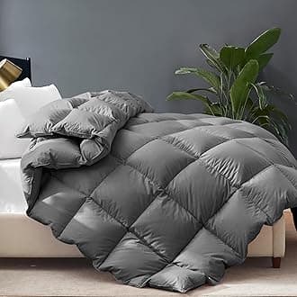 Cosybay Queen Size Feather Down Fiber Comforter Ultra Fluffy Duvet Insert, All Season Cotton Cover Luxury Hotel Bed Comforter with Corner Tabs, Grey 90x90 Inch