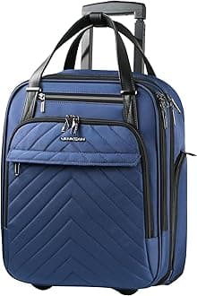 VANKEAN Carry On Underseat 16-inch Multi-functional Underseater Lightweight Overnight Suitcase with Wheels Roller Case for Women Men Travel Business, Haze Blue