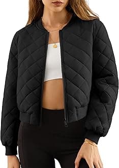 Fengbay Womens Quilted Jackets Full Zip Lightweight Bomber Jacket Long Sleeve Padded Jacket Casual Winter Warm Coats with Pockets