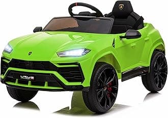 Kids Electric Ride On Car for Kids, 12V Licenced Lamborghini Kids Electric Vehicles with Remote Control, AUX, Spring Suspension, Music, LED Lights, USB Port, Foot Pedal (Green)